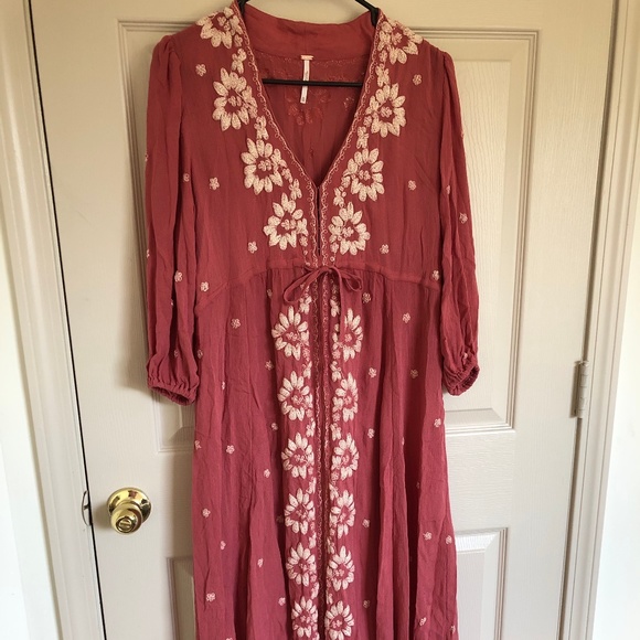 free people embroidered fable midi dress